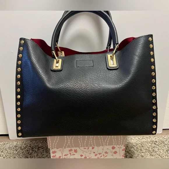 Elegant Black Tote Bag with Tassel EUC - Picture 4 of 9